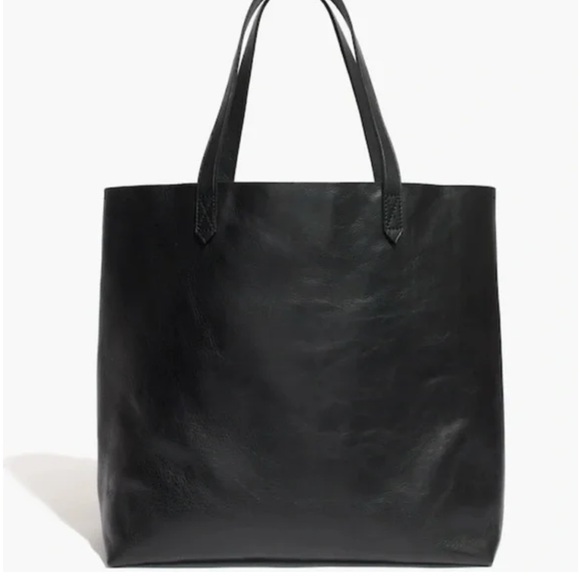 Madewell Handbags - Madewell The Zip-Top Transport Leather Tote Bag - Black